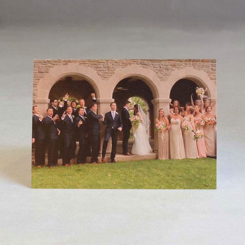 The tent folded Vienna wedding photo thank you cards are printed with a colour photo on page 1