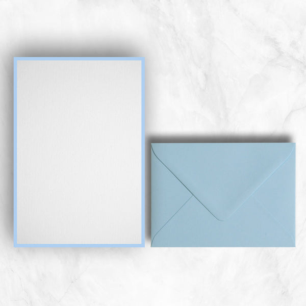 writing paper light blue borders and azure blue envelopes 