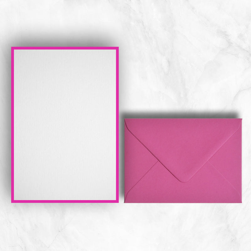writing paper hot pink borders to complement the pink envelopes