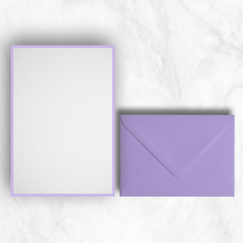 writing paper lavender borders to complement the lavender envelopes