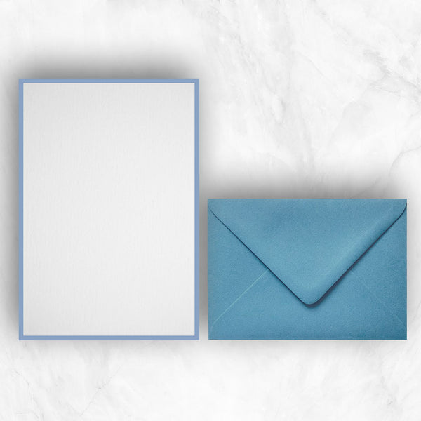This beautiful sea blue envelope comes with white sheets printed with complementary blue borders
