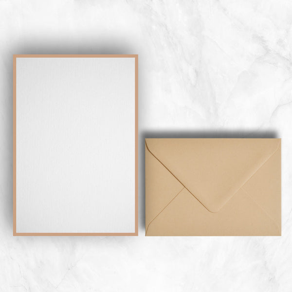 A5 writing paper with light brown borders to complement the stone envelopes