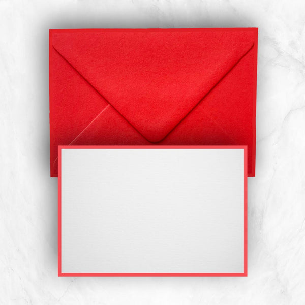 Plain red envelopes supplied with blank cards which have a complementary red border