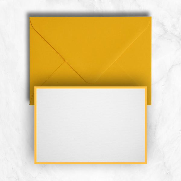 Citrine Yellow envelopes are teamed with plain white cards which have borders to match the envelopes