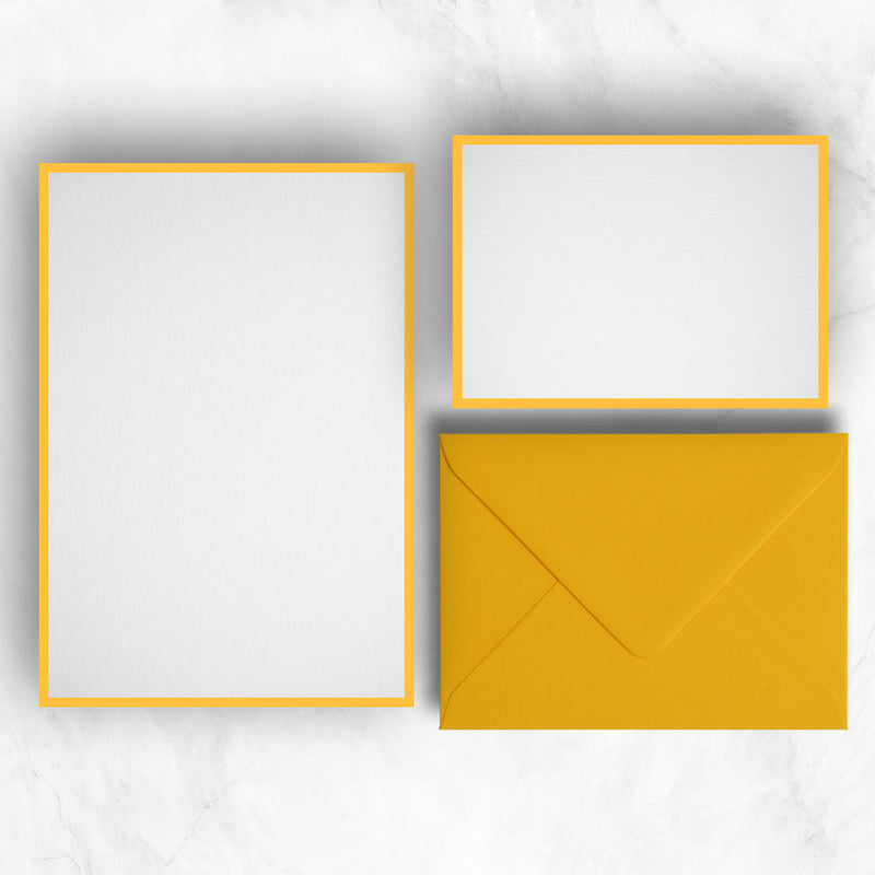 a5 writing paper and a6 note cards with yellow borders to complement the Citrine envelopes