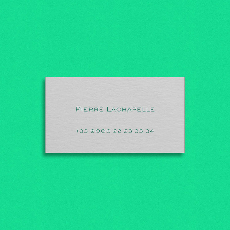 Slim and Trim, the Broadway embossed business card is designed to be minimalist in terms of information and fit in a wallet