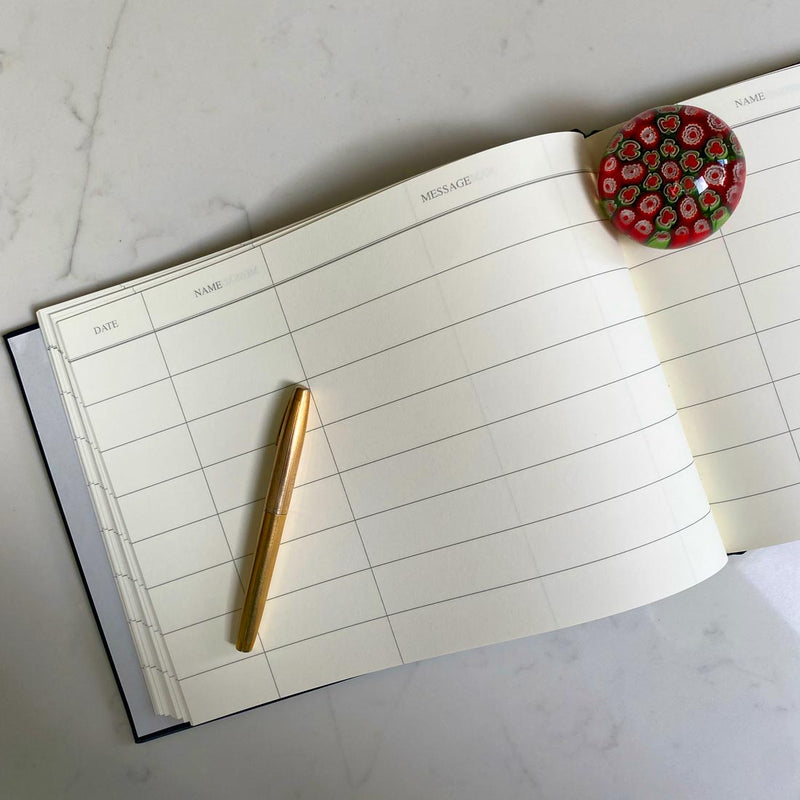 The printed pages inside our condolence books offer a tidy way for funeral guests to leave a message