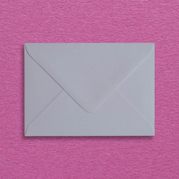 the cool grey C6 envelopes are a substantial 135gsm with a diamond flap and are sold in a branded Pemberly Fox box.