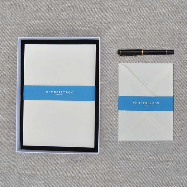 The cream a5 writing paper and envelopes are 135gsm and sold in a branded Pemberly Fox box.