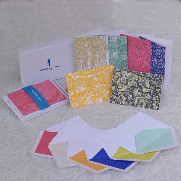 the ivy rose floral greeting card selection with matching tissue paper lined envelopes, sold in pemberly fox boxes