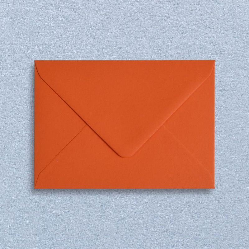 Bright and Sunny, these mandarin orange C6 envelopes have diamond shaped flaps