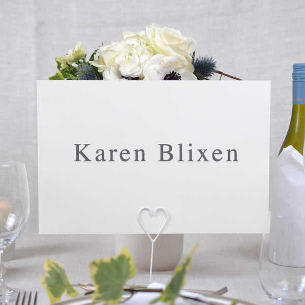 The Pemberly wedding table name cards print on a cream 350gsm A4 card