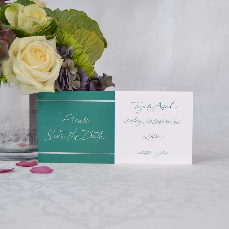The Portland wedding save the date uses hand calligraphy to really give your card a unique touch