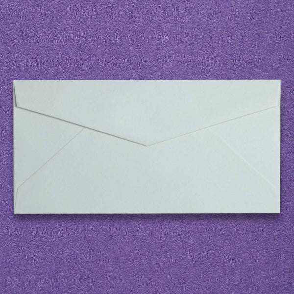 the powder green dl envelopes are a substantial 135gsm with a diamond flap and are sold in a branded Pemberly Fox box.
