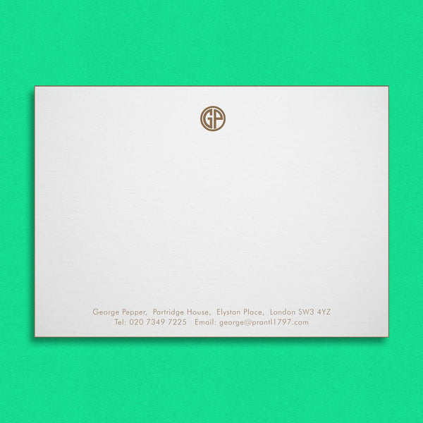 The Prestwick embossed note cards include coloured edges on thick card all in one matching colour