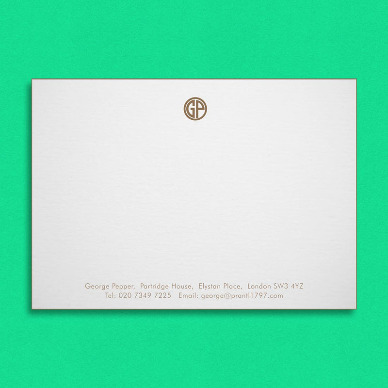 The Prestwick embossed note cards include coloured edges on thick card all in one matching colour