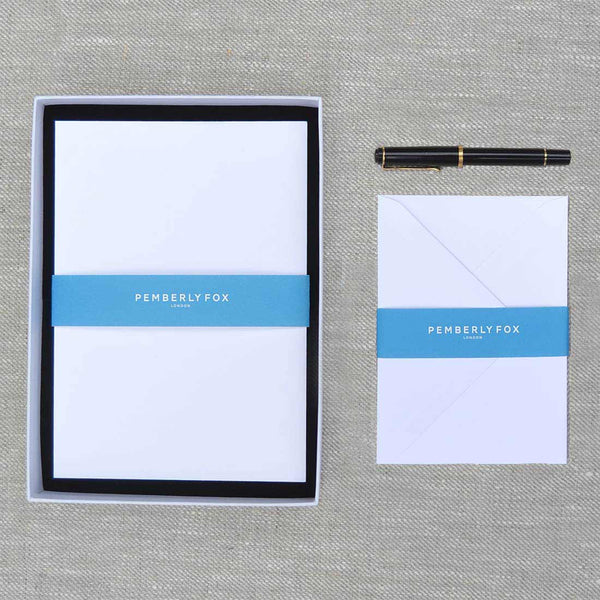 The pristine white a5 writing paper and envelopes are 135gsm and sold in a branded Pemberly Fox box.