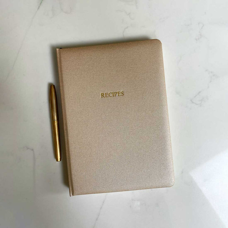 Pemberly Fox's rose gold recipe books can be personalised on the cover