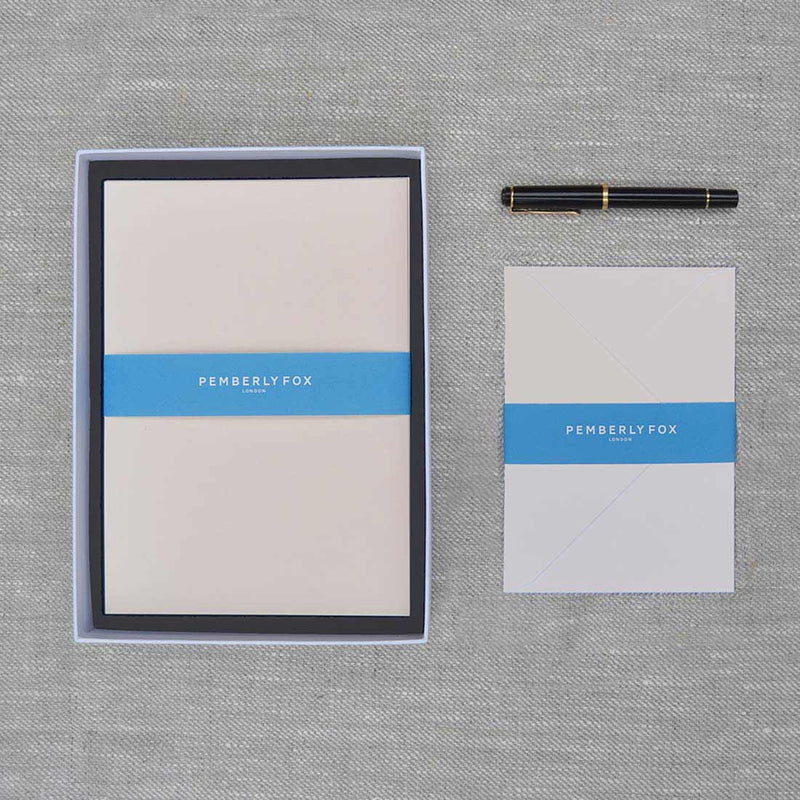 The rose white a5 writing paper and envelopes are 135gsm and sold in a branded Pemberly Fox box.
