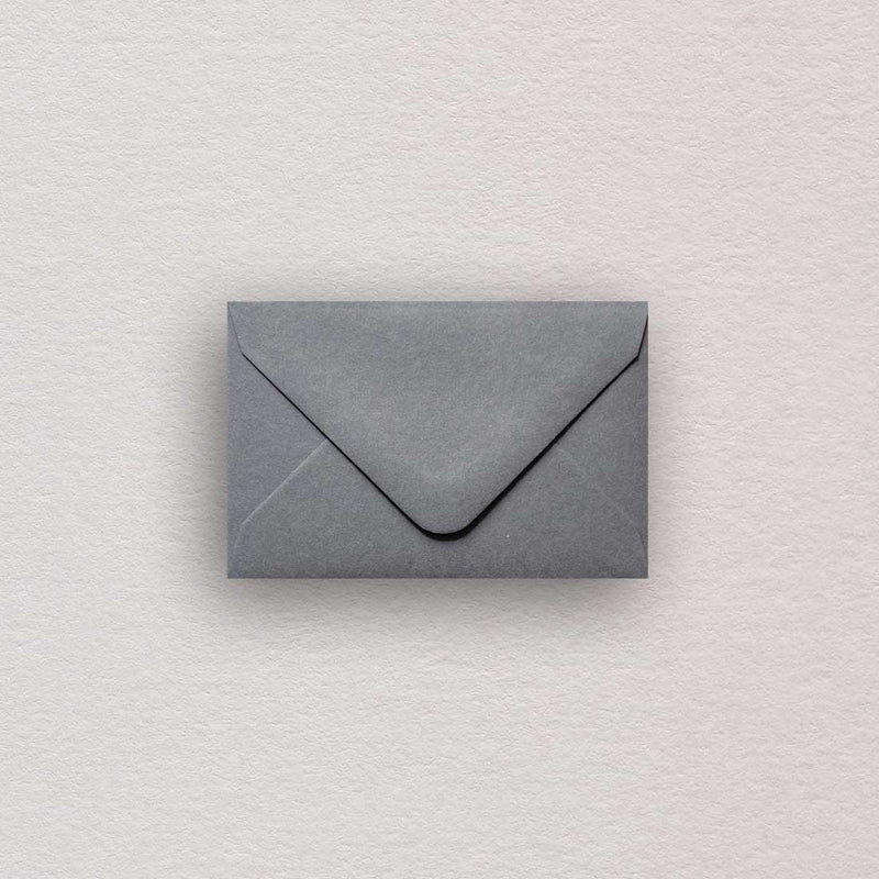 a Smoke grey mini envelopes requires a specialist writing pen. Made using Colorplan 135gsm paper with diamond flaps