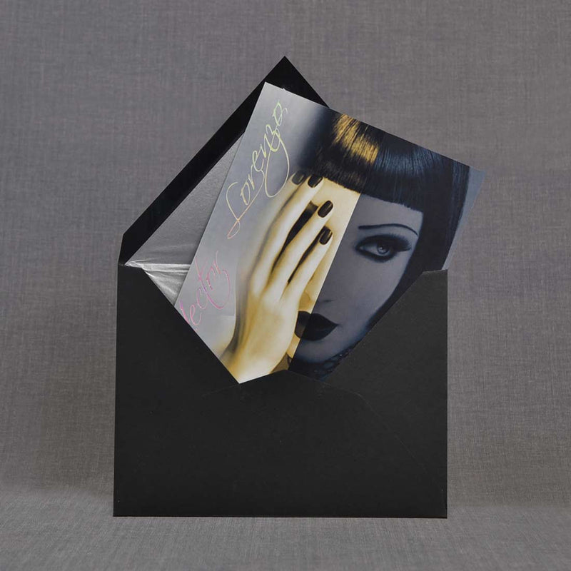 The Somerset House Party invitations and their matching black envelopes with silver tissue paper lining