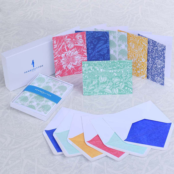 the st chloe's mix floral greeting card selection with matching tissue paper lined envelopes, sold in pemberly fox boxes