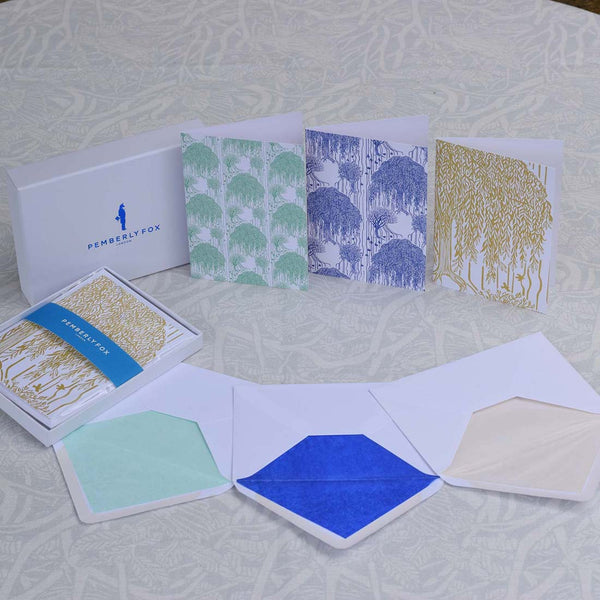 the tournebury floral greeting card selection with matching tissue paper lined envelopes, sold in pemberly fox boxes