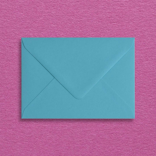 Our turquoise C6 envelopes are a beautiful shade of light blue and come with diamond flaps